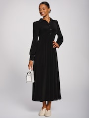 Jolie Moi Black Long Sleeve Shirt Jersey Maxi Dress - Image 1 of 4