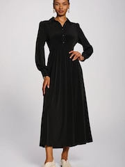Jolie Moi Black Long Sleeve Shirt Jersey Maxi Dress - Image 2 of 4