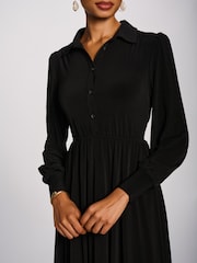 Jolie Moi Black Long Sleeve Shirt Jersey Maxi Dress - Image 4 of 4
