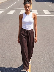 Roman Brown Petite Pull On Woven Trousers - Image 1 of 4
