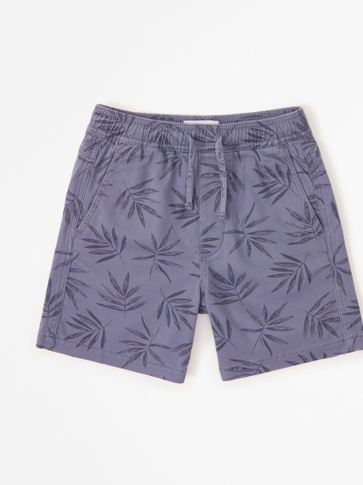 Abercrombie & Fitch Shorts mit elastischem Bund und Palmenprint, Blau - Bild 1 von 1 Abercrombie & Fitch Shorts mit elastischem Bund und Palmenprint, Blau - Bild 1 von 1