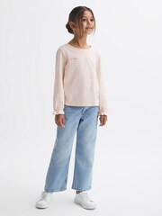Reiss Ivory Rain 9-14 yrs Cotton Embroidered T-Shirt - Image 1 of 6
