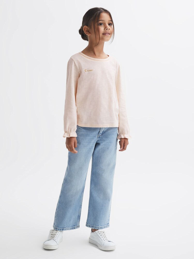 Reiss Ivory Rain 9-14 yrs Cotton Embroidered T-Shirt - Image 1 of 6