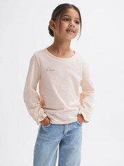 Reiss Ivory Rain 9-14 yrs Cotton Embroidered T-Shirt - Image 4 of 6