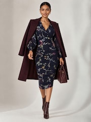 Μπλε Floral - Jolie Moi Mesh Bodycon Midi Dress - Εικόνα 5 από 6