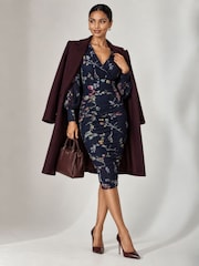 Μπλε Floral - Jolie Moi Mesh Bodycon Midi Dress - Εικόνα 6 από 6