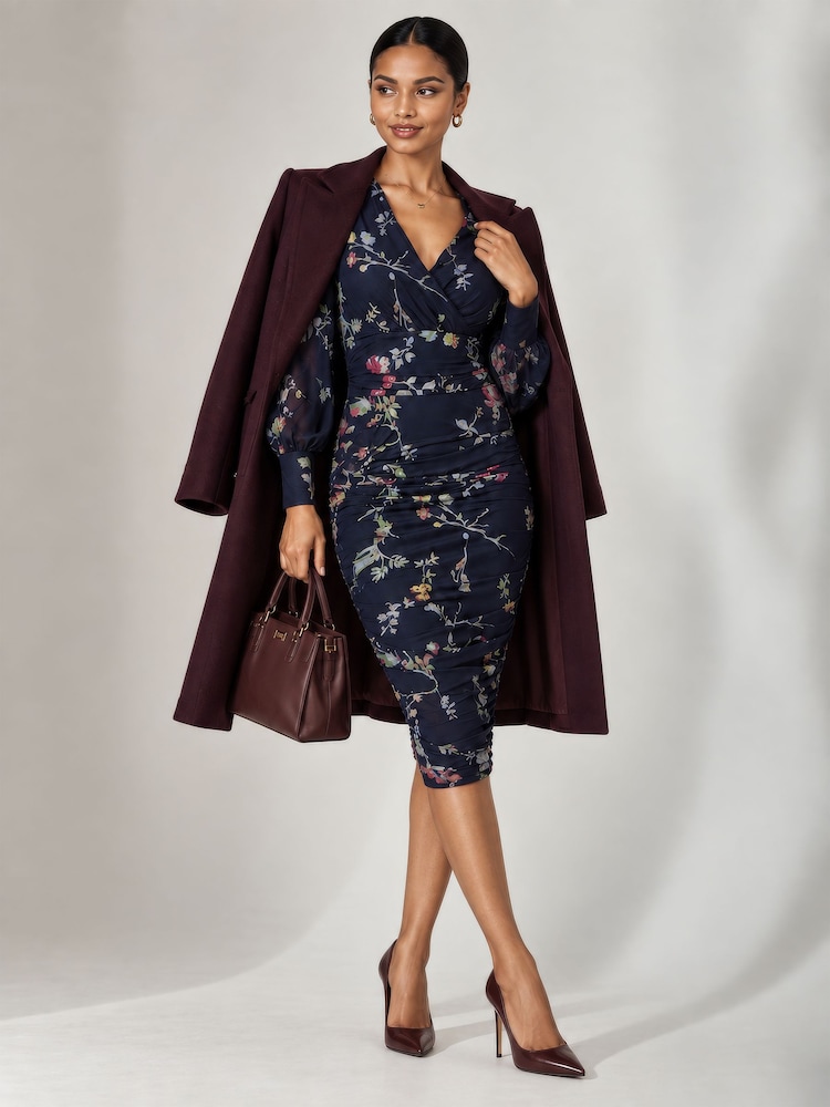 Μπλε Floral - Jolie Moi Mesh Bodycon Midi Dress - Εικόνα 6 από 6 Μπλε Floral - Jolie Moi Mesh Bodycon Midi Dress - Εικόνα 6 από 6