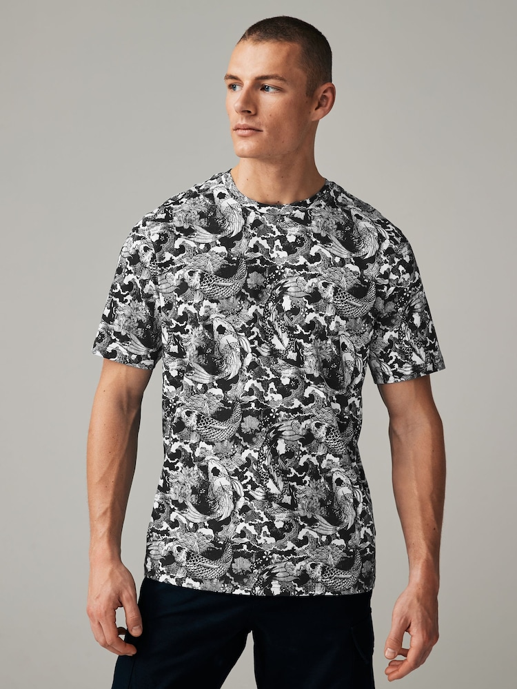 Black/White Print T-Shirt - Image 1 of 6