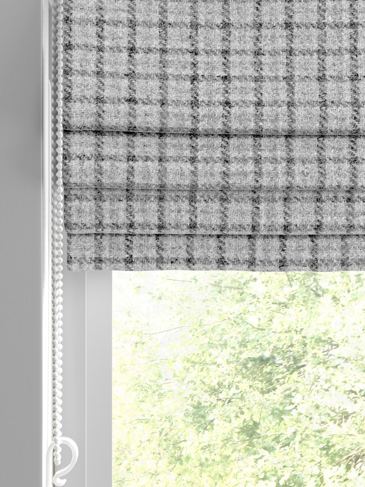 Grey Brushed Mini Check Roman Blind - Image 2 of 6