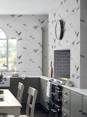 Laura Ashley Silver Animalia A4 Wallpaper Sample - Image 1 of 2