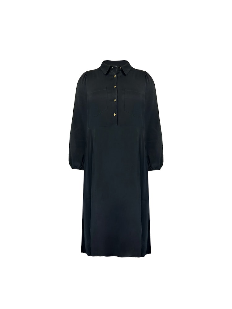 Live Unlimited Black Curve Midaxi Swing Shirt Dress - Image 7 of 7 Live Unlimited Black Curve Midaxi Swing Shirt Dress - Image 7 of 7