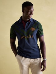 Joules Embellished Green/Navy Classic Fit Polo Shirt - Image 1 of 7