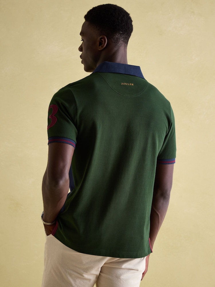 Joules Embellished Green/Navy Classic Fit Polo Shirt - Image 2 of 7