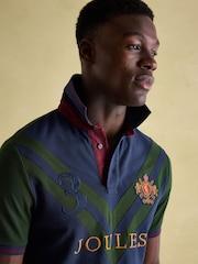 Joules Embellished Green/Navy Classic Fit Polo Shirt - Image 4 of 7
