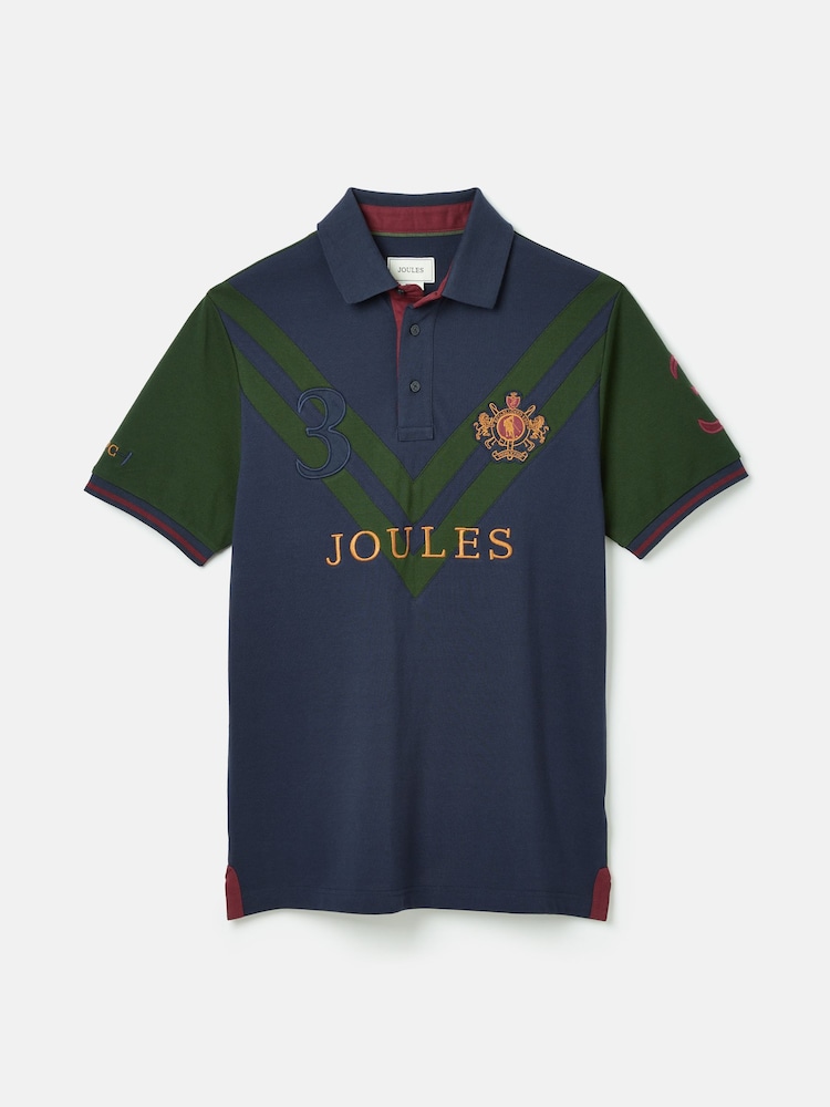 Joules Embellished Green/Navy Classic Fit Polo Shirt - Image 7 of 7