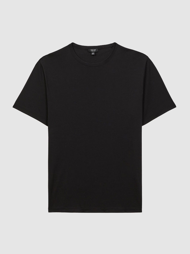 Reiss Black Capri Cotton Crew Neck T-Shirt - Image 2 of 4