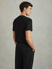 Reiss Black Capri Cotton Crew Neck T-Shirt - Image 4 of 4