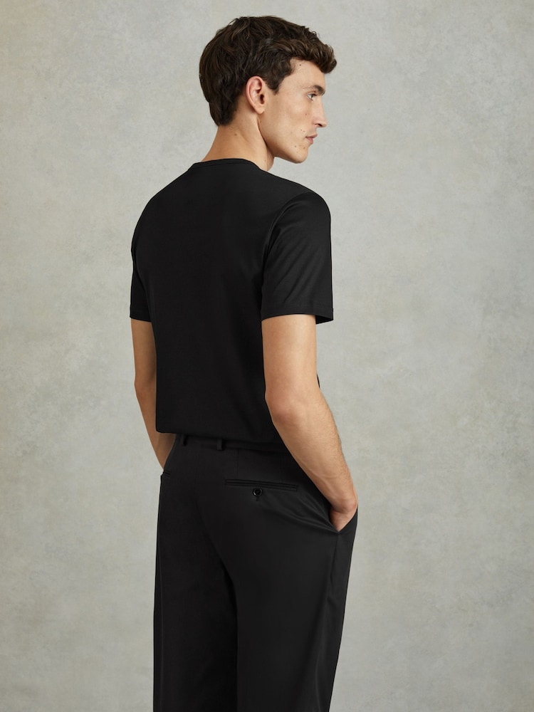 Reiss Black Capri Cotton Crew Neck T-Shirt - Image 4 of 4