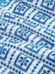 Blue/White Broderie Frill Sleeve Embroidered Cami Top - Image 6 of 6