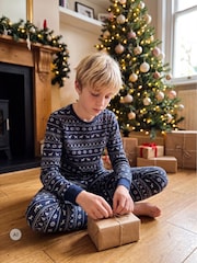 JACK & JONES Junior Blue Christmas Pyjama Set - Image 1 of 5
