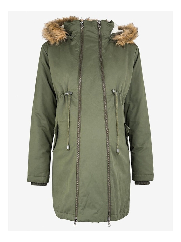JoJo Maman Bébé Khaki 2-in-1 Cosy Maternity Parka - Image 1 of 1