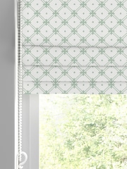 Laura Ashley Sage Wickerwork Made to Measure 100% Cotton Roman Blinds - Image 2 of 6
