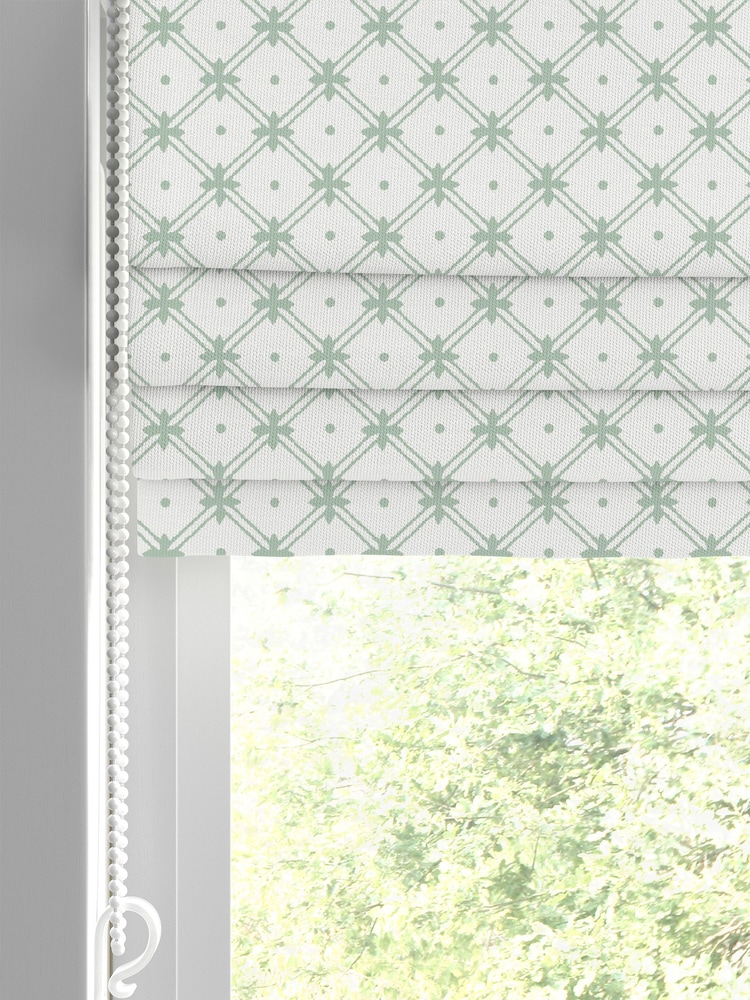 Laura Ashley Sage Wickerwork Made to Measure 100% Cotton Roman Blinds - Image 2 of 6