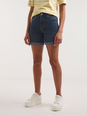 Simply Be Mid Blue 24/7 Knee Shorts - Image 1 of 4