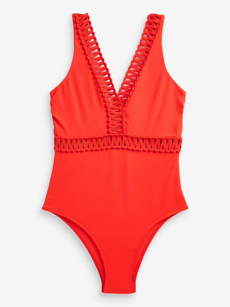 Orange Tummy Control Plunge Swimsuit - Image 6 of 6