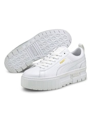 Puma White Mayze Classic Trainers - Image 6 of 9