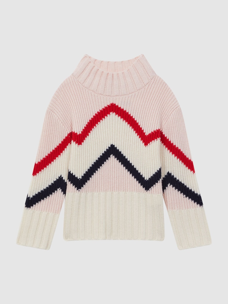 Reiss Pink Riley 9-14 yrs Knitted Zig-Zag Jumper - Image 2 of 6