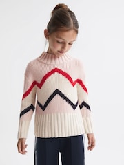 Reiss Pink Riley 9-14 yrs Knitted Zig-Zag Jumper - Image 3 of 6