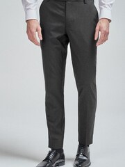 Charcoal Grey Slim Tapered Stretch Formal Trousers - Image 1 of 5