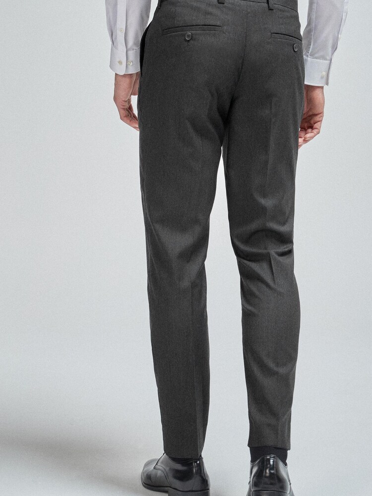 Charcoal Grey Slim Tapered Stretch Formal Trousers - Image 2 of 5