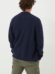 FatFace Blue Brighton Knitted Bomber Cardigan - Image 2 of 5