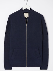 FatFace Blue Brighton Knitted Bomber Cardigan - Image 5 of 5