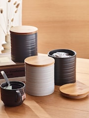 Black Set of 3 Bronx Ceramic Storage Jars - Image 1 of 2