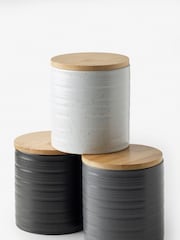 Black Set of 3 Bronx Ceramic Storage Jars - Image 2 of 2