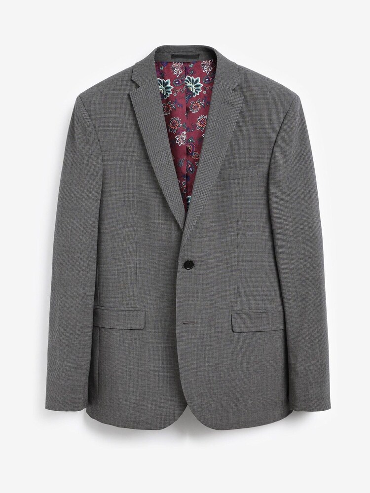 Grey Slim Slim Fit Signature Tollegno Motionflex Stretch Wool Puppytooth Suit: Jacket - Image 1 of 5