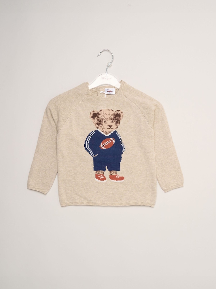 Little Gent True Knit Jumper With Jacquard American Football Bear - 3의 이미지 1