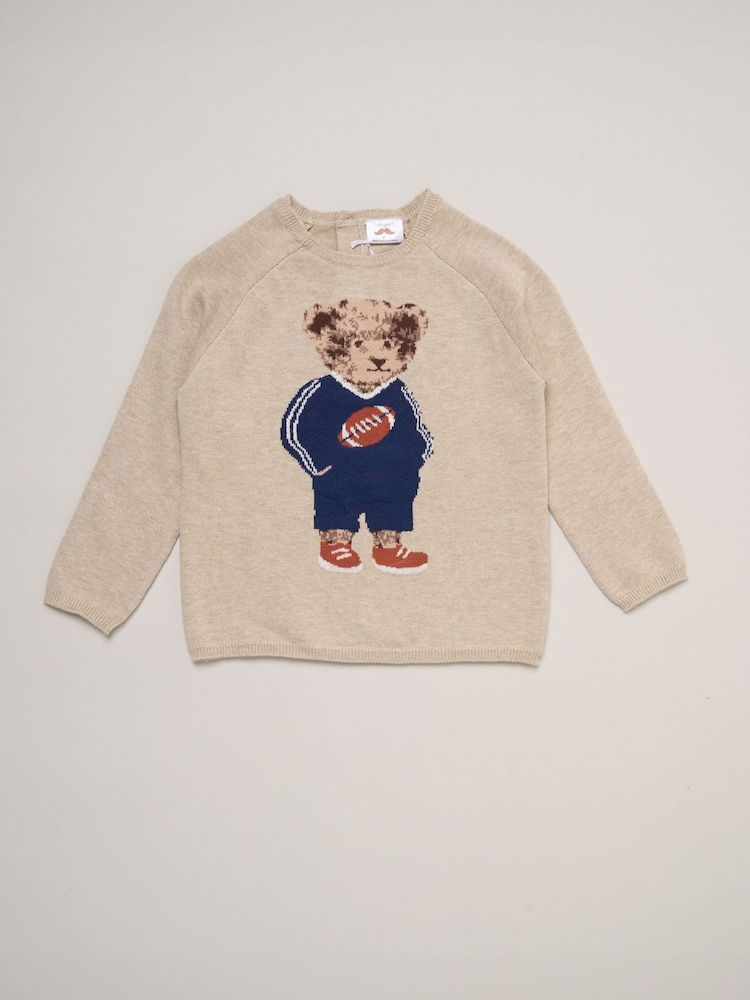 Little Gent True Knit Jumper With Jacquard American Football Bear - 3의 이미지 2
