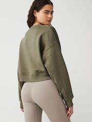 Khaki Green Shorter Length Heavyweight Brushed Sweatshirt - Image 2 of 5