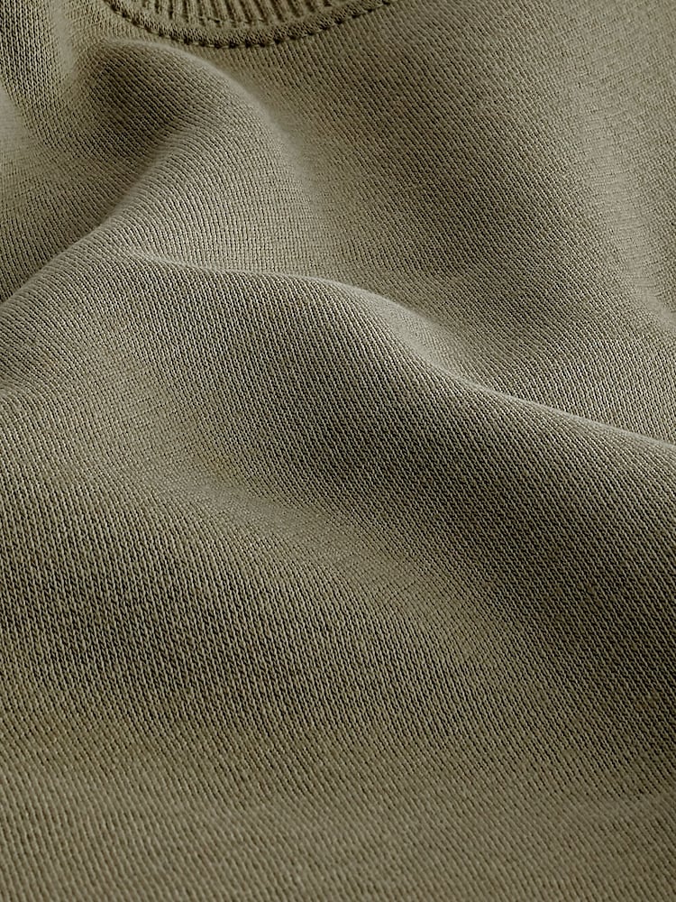 Khaki Green Shorter Length Heavyweight Brushed Sweatshirt - Image 5 of 5