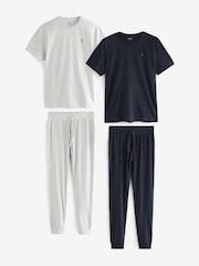 Bleu/Gris - Ourlets resserrés - Lot de 2 pyjamas à poignets - Image 1 of 6