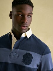 Joules Edgeford Navy Embellished Cut And Sew Rugby Shirt - Image 4 of 7