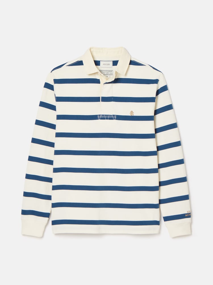 Joules Rugby Club Cream & Blue Shirt - Image 8 of 8