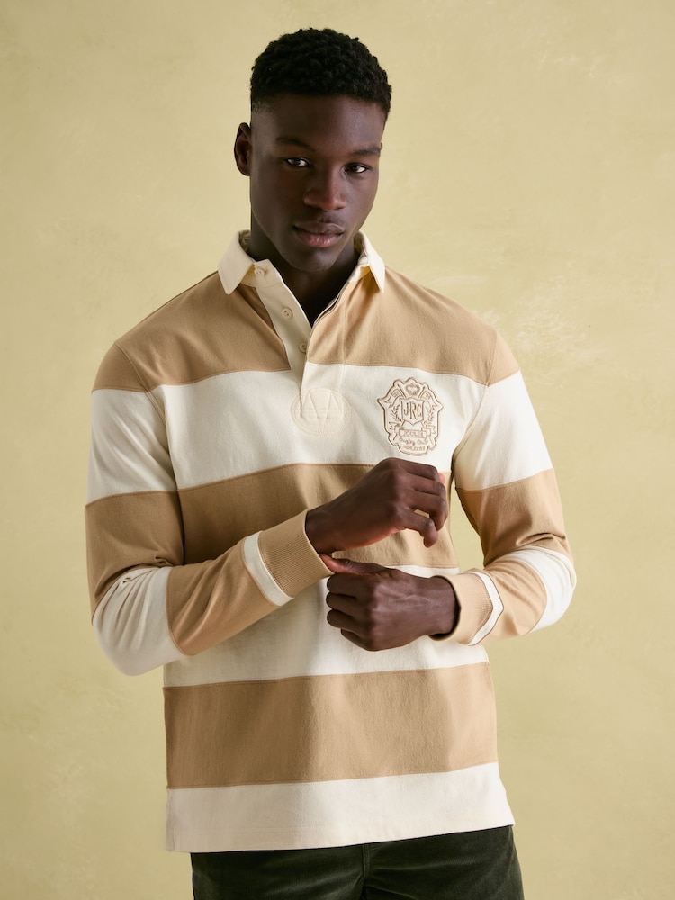 Joules Edgeford Cream Embellished Cut And Sew Rugby Shirt - Image 1 of 6 Joules Edgeford Cream Embellished Cut And Sew Rugby Shirt - Image 1 of 6