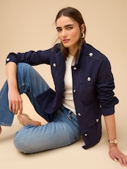 Navy Cotton Utility Jacket - Image 1 of 8