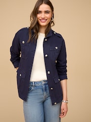 Navy Cotton Utility Jacket - Image 3 of 8