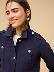 Navy Cotton Utility Jacket - Image 6 of 8